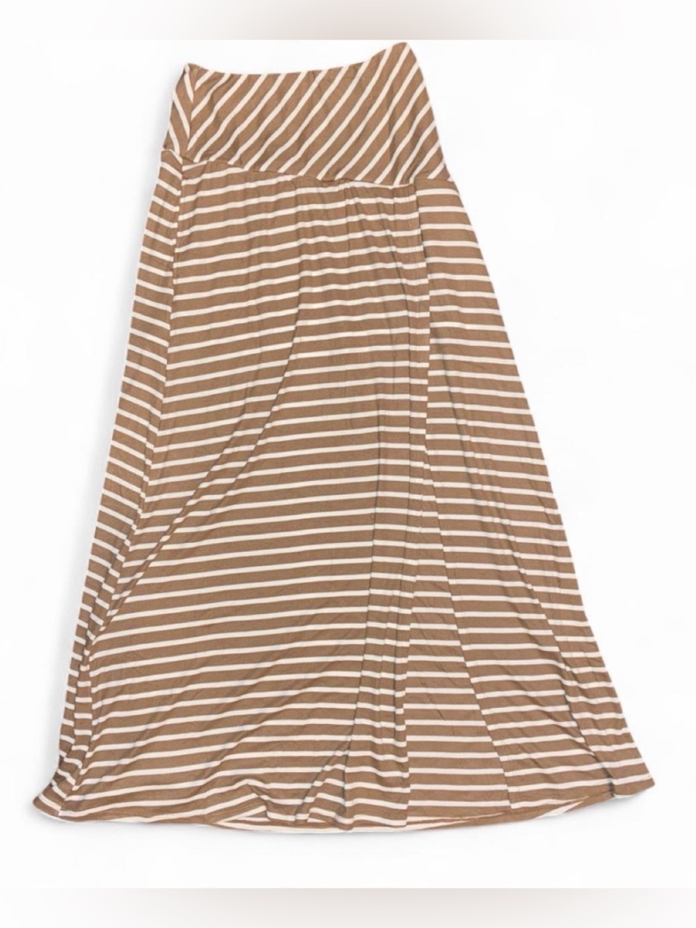 HALARA Taupe and White Striped Maxi Skirt